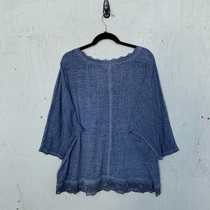 Lane Bryant Tops - Lane Bryant Blue Lace Trim Knit Top Lane Bryant Tops - Lane Bryant Blue Lace Trim Knit Top